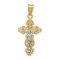 14K Two Tone Gold Small Narrow Cross Crucifix Pendant Charm Jewelry 31 x 14 mm